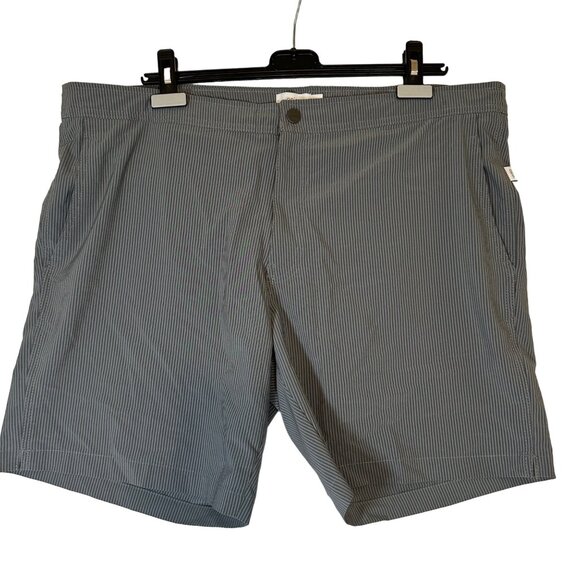Onia The Calder 7.5" Men Swim TrunkShort Sz 38 Striped Dark & Light Gray NWOT